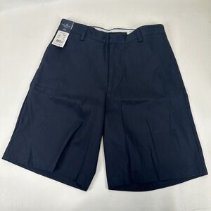 Nautica Clipper Men's Navy Chino Shorts 10" Flat Front 100% Cotton Size 32 NWT